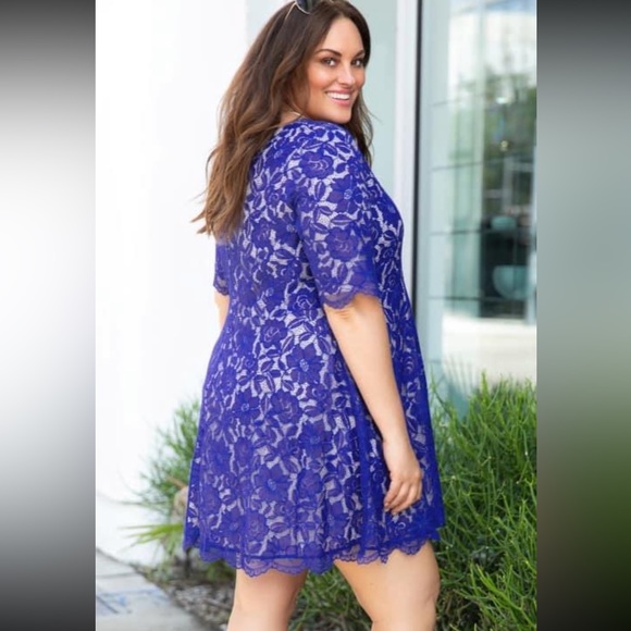 💜SOLD OUT💜1X-3X| ZEN -VIVA LA VIDA ROYAL LACE SHIFT DRESS| NEW - Picture 2 of 13